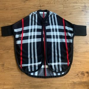 Black Plaid Cape with Red Stripe Accents
 - One Size